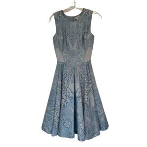 Temperley London A-Line China Blue Jacquard Dress